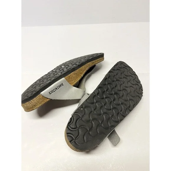 Birkenstock GIZEH Toe-Post Flat Sandals EU 39 Womens 8 Pewter Silver Birko-Flor - Picture 3 of 8